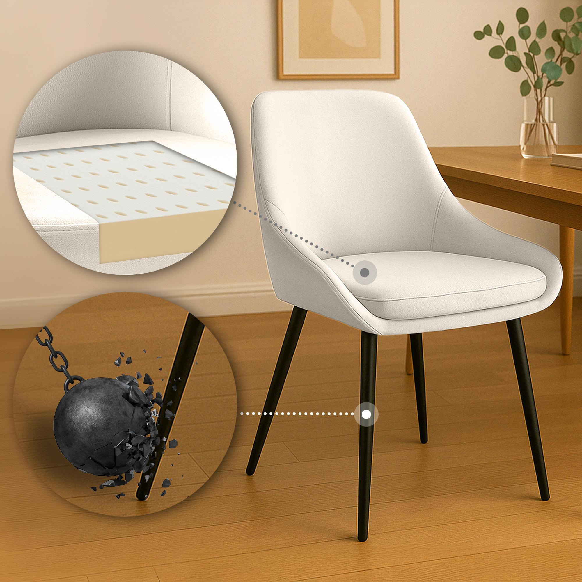 ESSZIMMERSTUHL 2er Set Samt Creme - Creme/Schwarz, Textil (50/86/53cm) - CLP