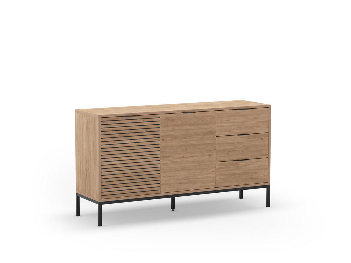 SIDEBOARD 3 Türen und Metallfüße ariel 40/80/140 cm - Braun, Holz (40/80/140cm) - Calicosy