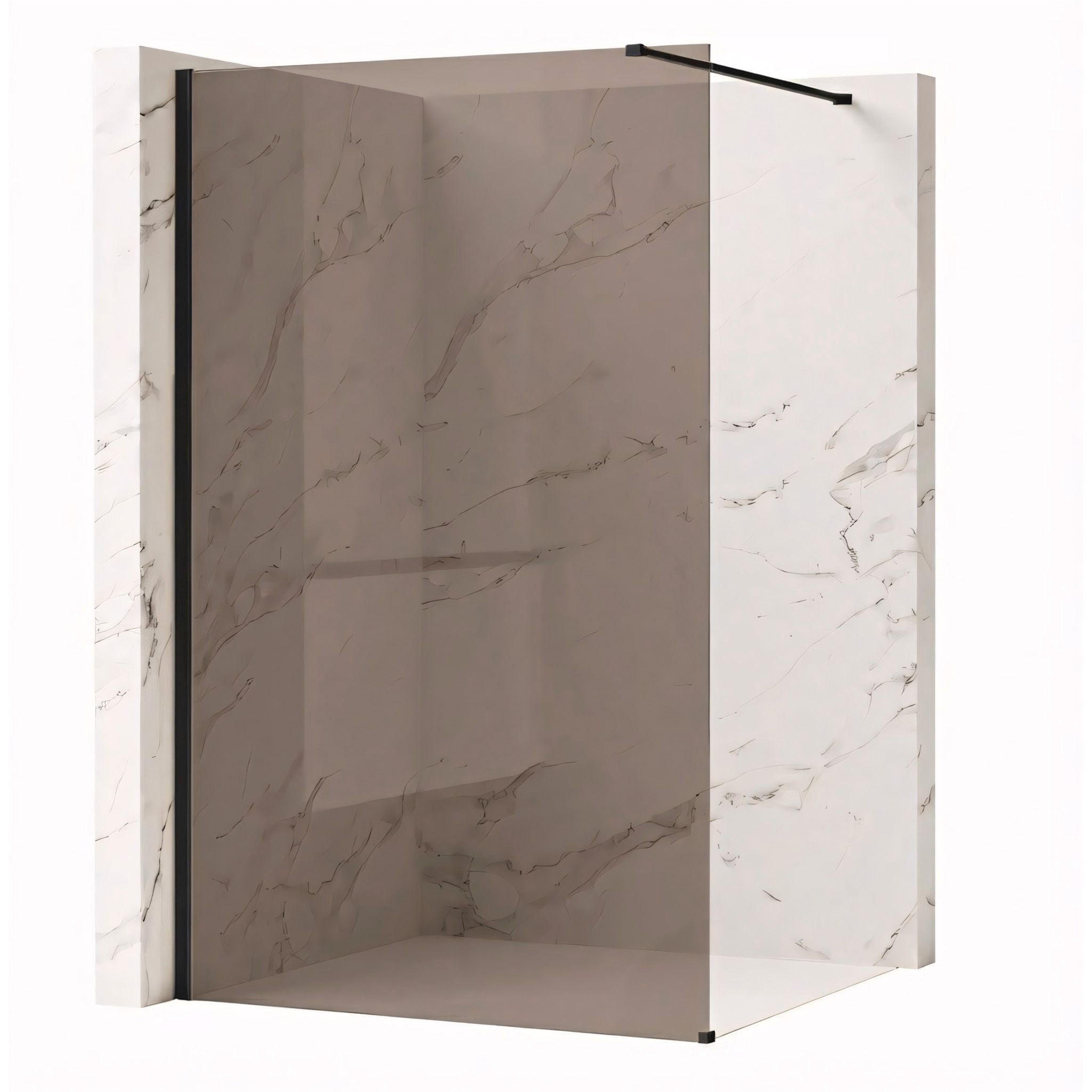 DUSCHWAND Rea Flexi Brown / Black 100 - Schwarz, Glas (120/100/195cm) - REA