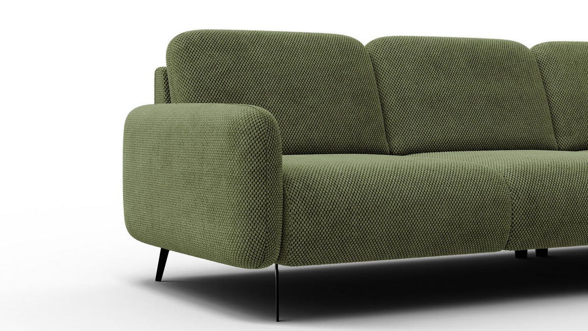 ECKSOFA FEBE 4-Sitzer rechts, olivgrün - Schwarz/Olivgrün, Holz/Textil (264/157cm) - Courtois Laville