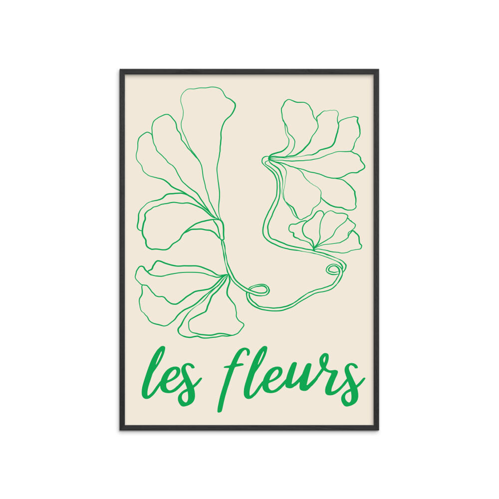 POSTER mit Rahmen Affordable Art Prints - Abstract Fleurs - Schwarz/Grün, Holz/Papier (50/70cm) - Poster&Frame