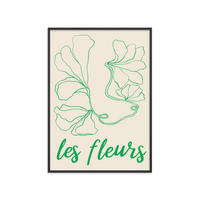 POSTER mit Rahmen Affordable Art Prints - Abstract Fleurs - Schwarz/Grün, Holz/Papier (50/70cm) - Poster&Frame