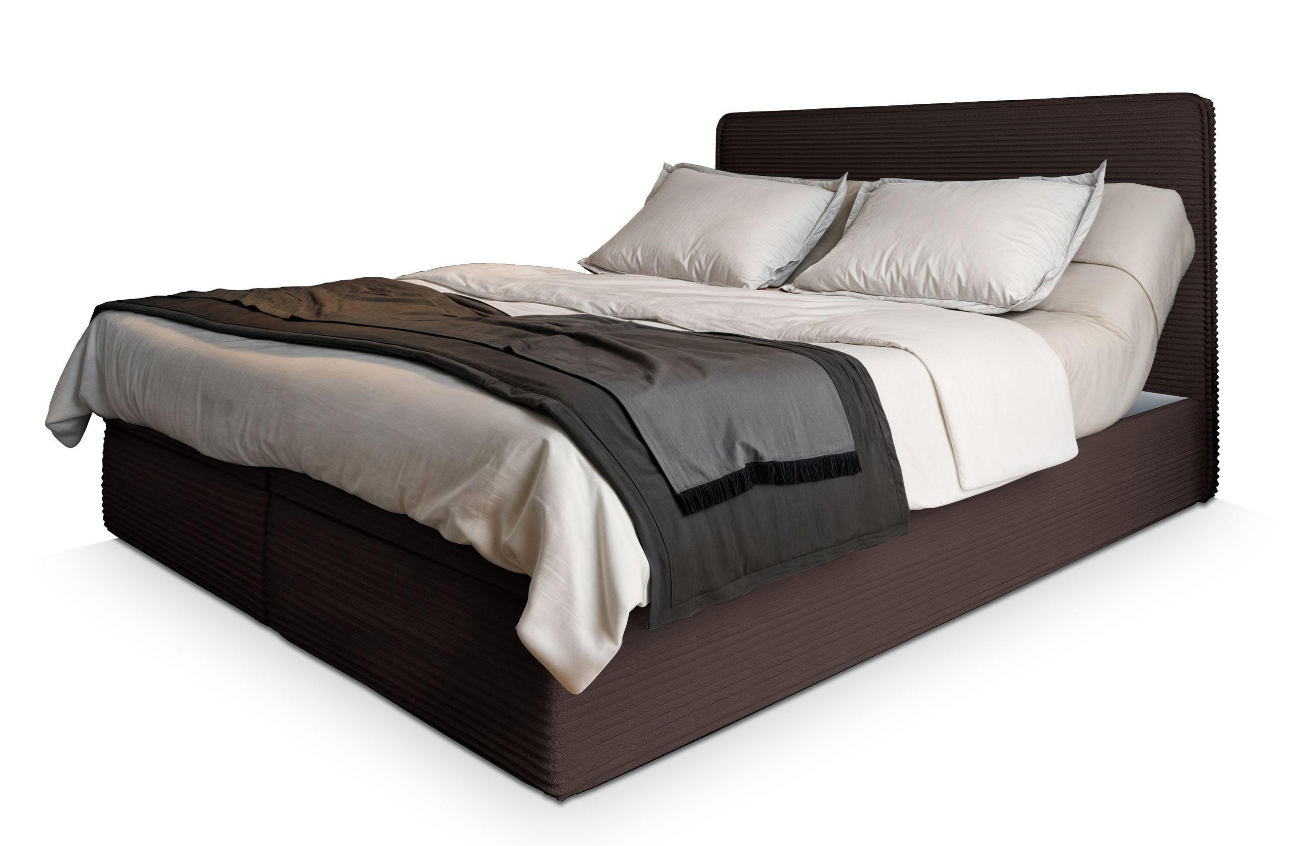 BOXBETT ASTOR 140x200 cm mit Matratze und Topper - Braun - Braun, Holz (140/200cm) - MASSENO