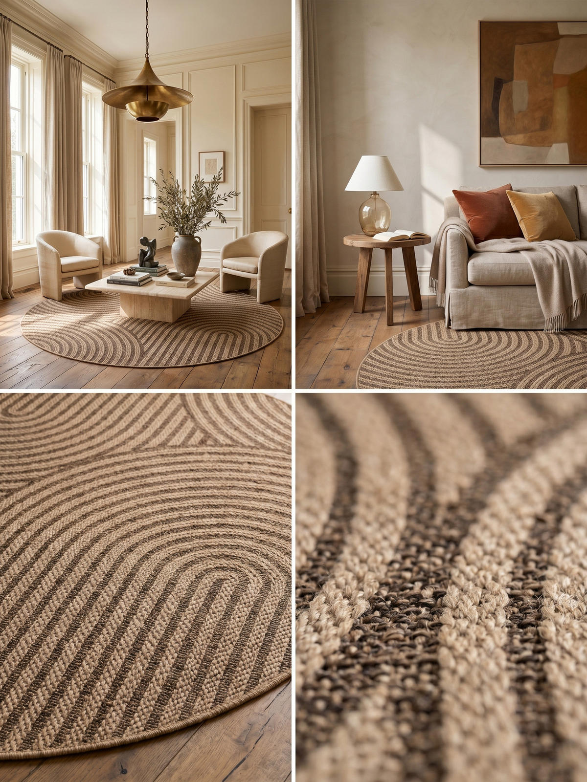 TEPPICH Outdoor ARLBERG in Beige, in Jute-Optik, Ø 120 cm - Beige, Textil (120/120cm) - KADIMA DESIGN