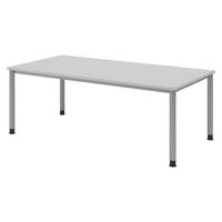 SCHREIBTISCH Serie-H Gestell: Silber 100/200/74 cm in Grau - Grau, Holzwerkstoff (100/200/74cm) - bümö