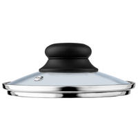 DECKEL mit Schwarz Silikongriff, 16 cm - Transparent, Glas (16cm) - KADAX