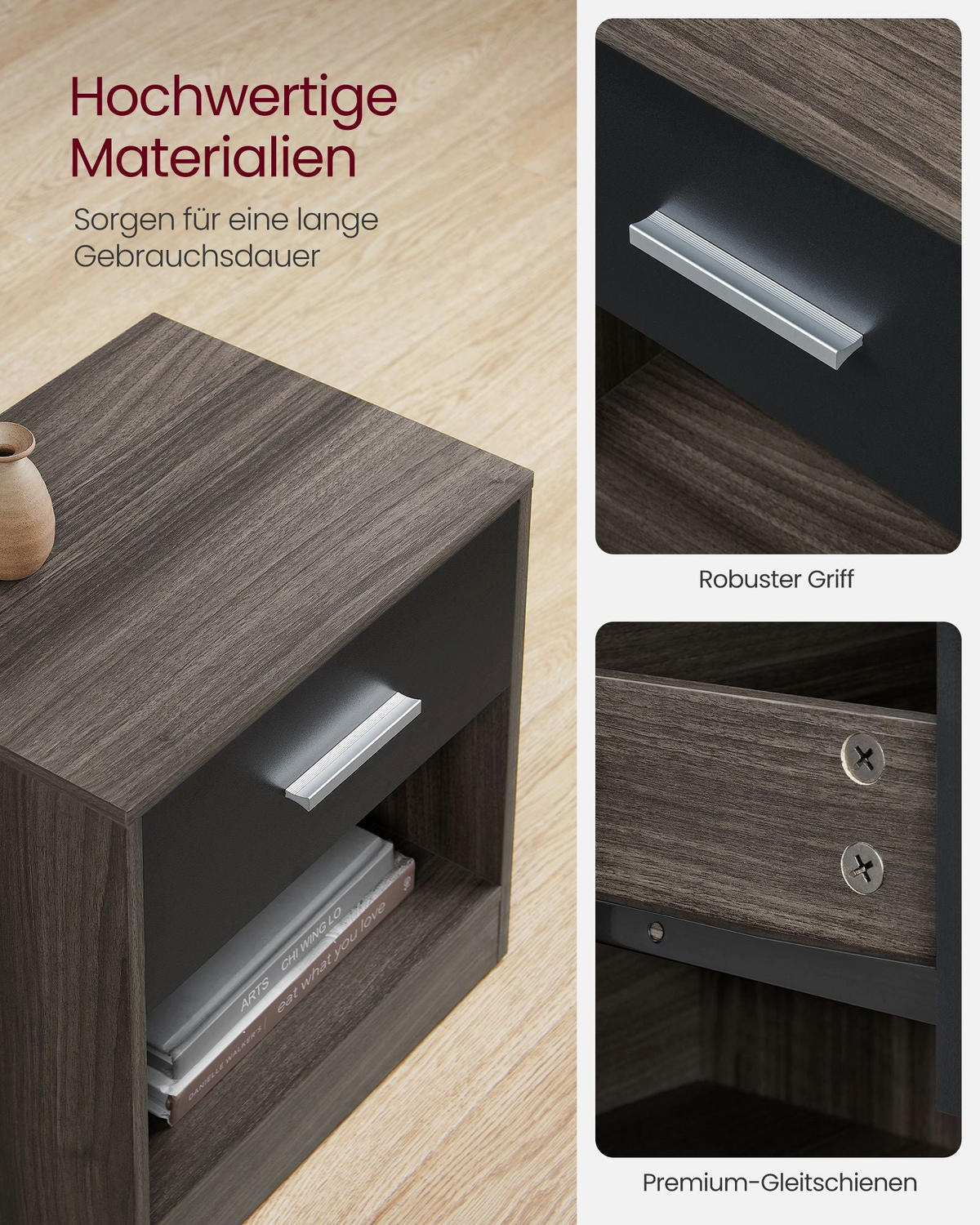 BEISTELLTISCH LIBREVILLE - Braun, Holzwerkstoff (28/39/41cm) - Hansiro