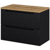 WASCHTISCHUNTERSCHRANK Skelbolu - Eichefarben/Schwarz, Holzwerkstoff/Metall (81/60/40cm) - [en.casa]