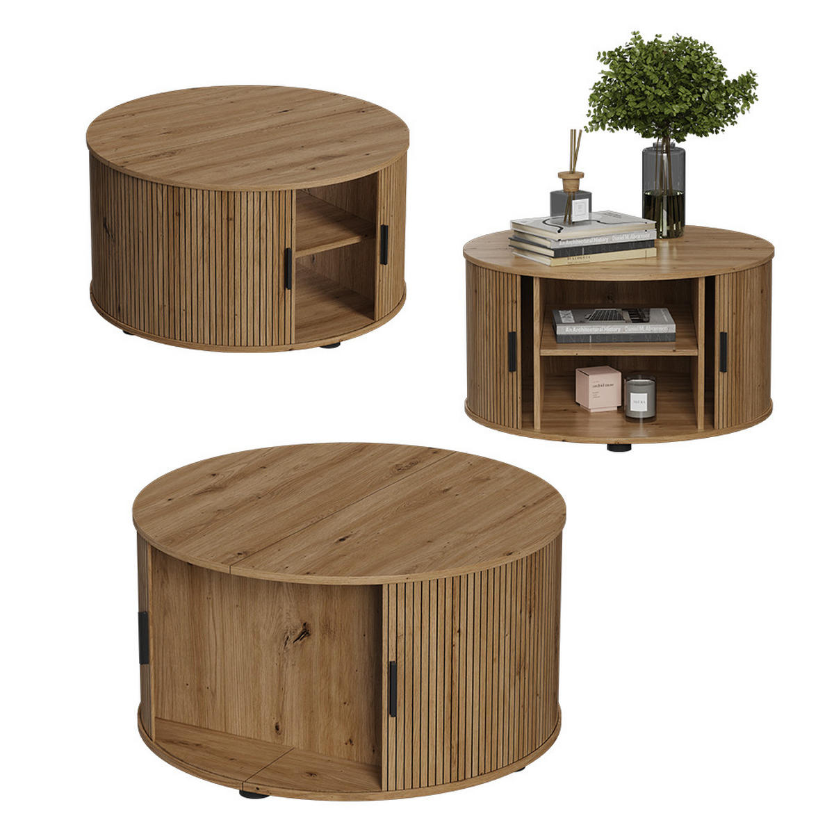 MASUTA DE CAFEA Selva stejar 80 x 80 cm cu usa culisanta - culoare lemn stejar, compozit lemnos (80/80/45cm) - Vicco