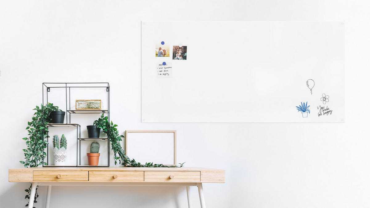 MAGNETPLATTE rahmenloses SLIMboard - Magnetisches trocken abwischbares Whiteboard 120x60 cm - Weiß, Metall (120/60/0.3cm) - ALLboards