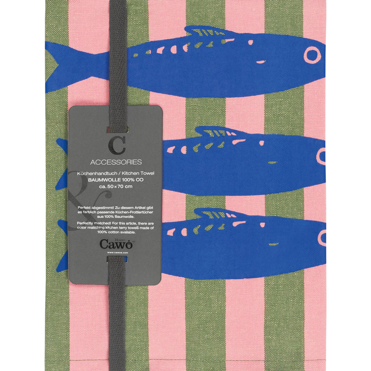 GESCHIRRTÜCHER PRINTS & STRIPES SARDINEN 543 OLIV/ROSA - 24 - Rosa, Textil (50/70cm) - Cawö