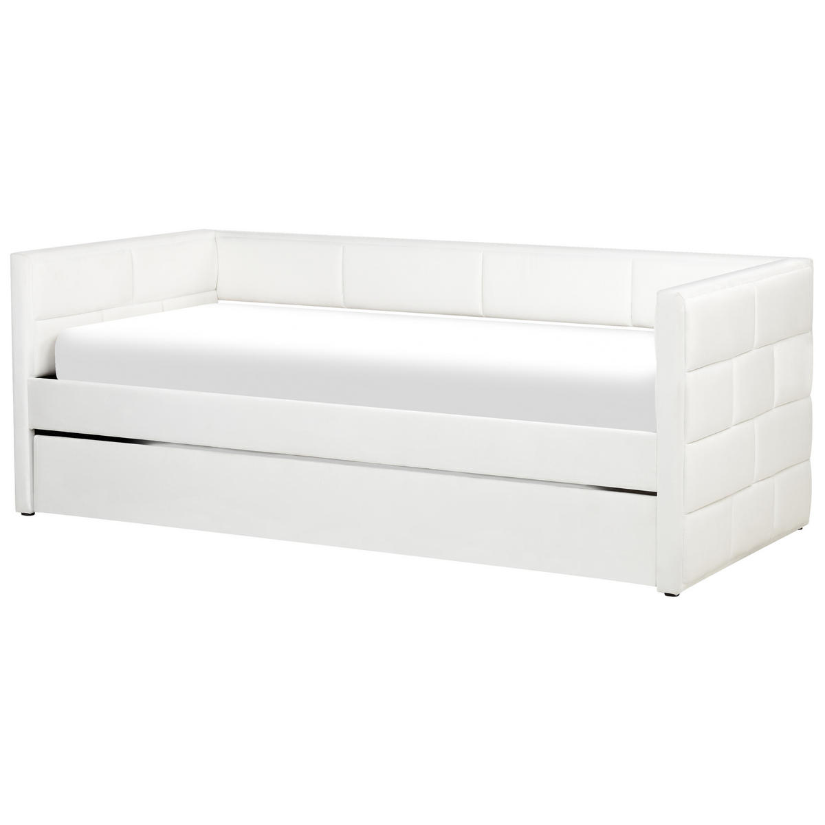 AUSZIEHBETT 90x205 cm Weiß Chavonne - Creme, Textil (90/205cm) - Beliani
