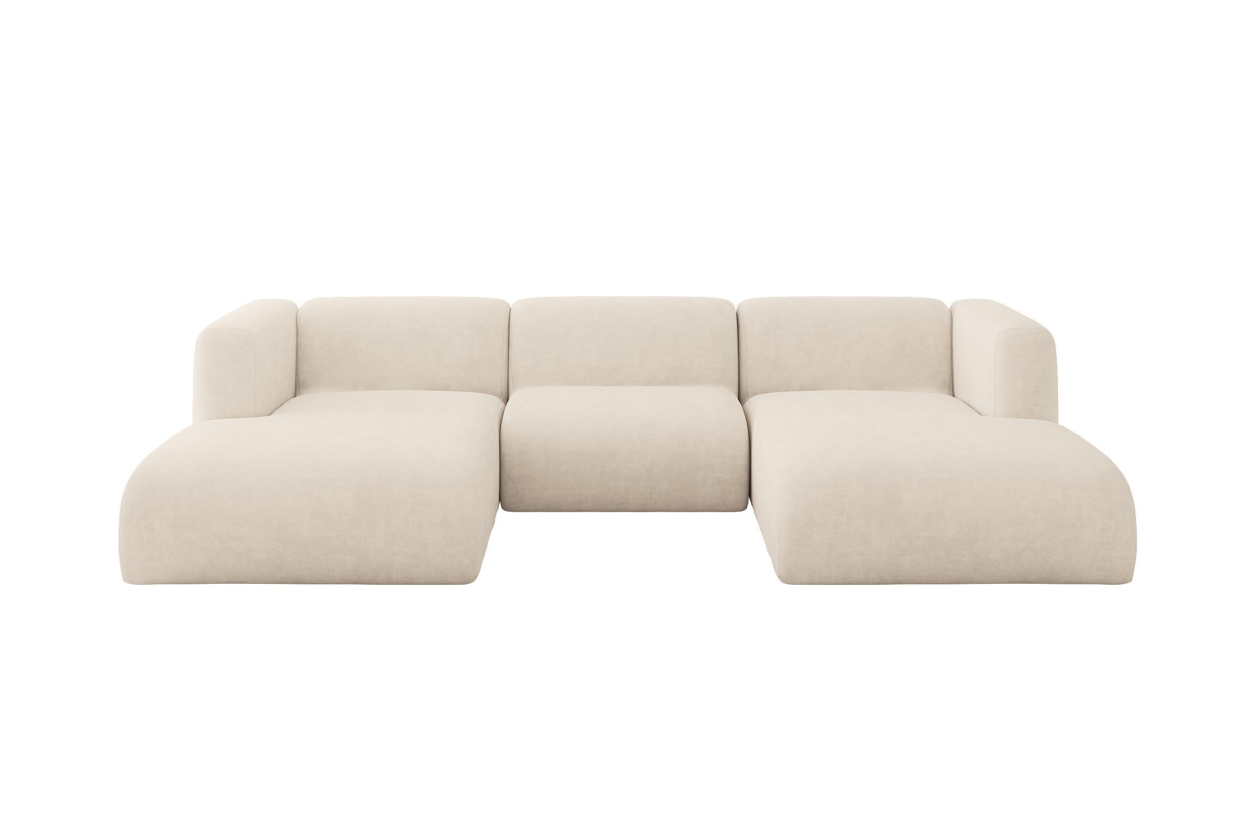 WOHNLANDSCHAFT MIRA-U1 317x179x70 Beige Velours - Greige/Beige, Holzwerkstoff/Kunststoff (317/70/179cm) - ALTDECOR