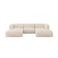 WOHNLANDSCHAFT MIRA-U1 317x179x70 Beige Velours - Greige/Beige, Holzwerkstoff/Kunststoff (317/70/179cm) - ALTDECOR