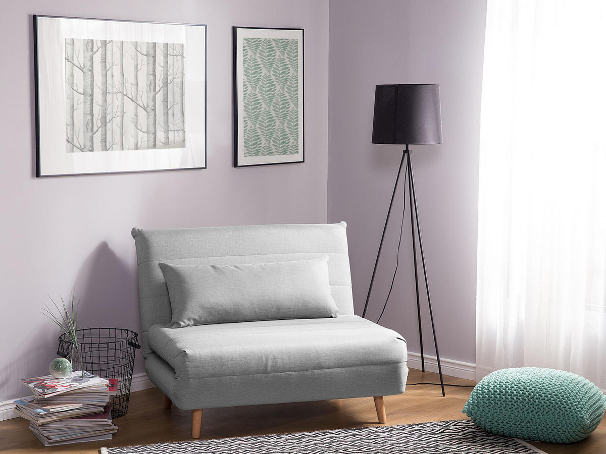 1-SITZER-SCHLAFSOFA Polyester Grau Setten - Hellgrau, Textil (104/82/190cm) - Beliani