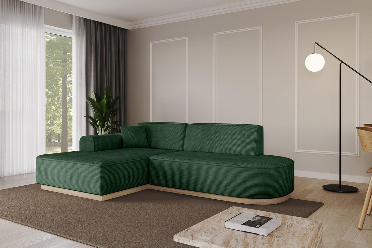 ECKSOFA Ottomane Links IREA-L1 - 232x165x80 cm Grün - Currygelb, Holzwerkstoff/Textil (232/165cm) - ALTDECOR