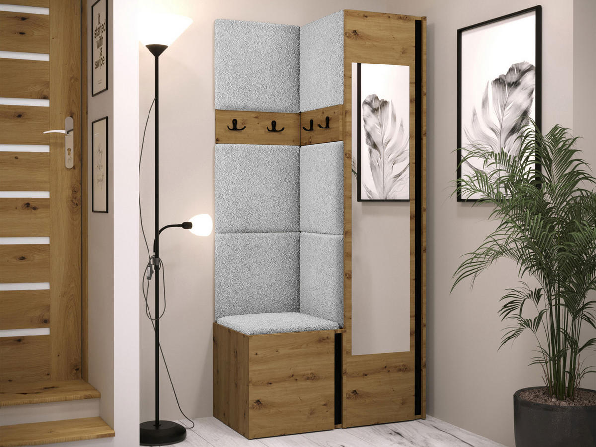 GARDEROBEN-SET Orion XXV - Hellgrau/Eiche Artisan, Holzwerkstoff/Kunststoff (82/186/46cm) - MIRJAN24