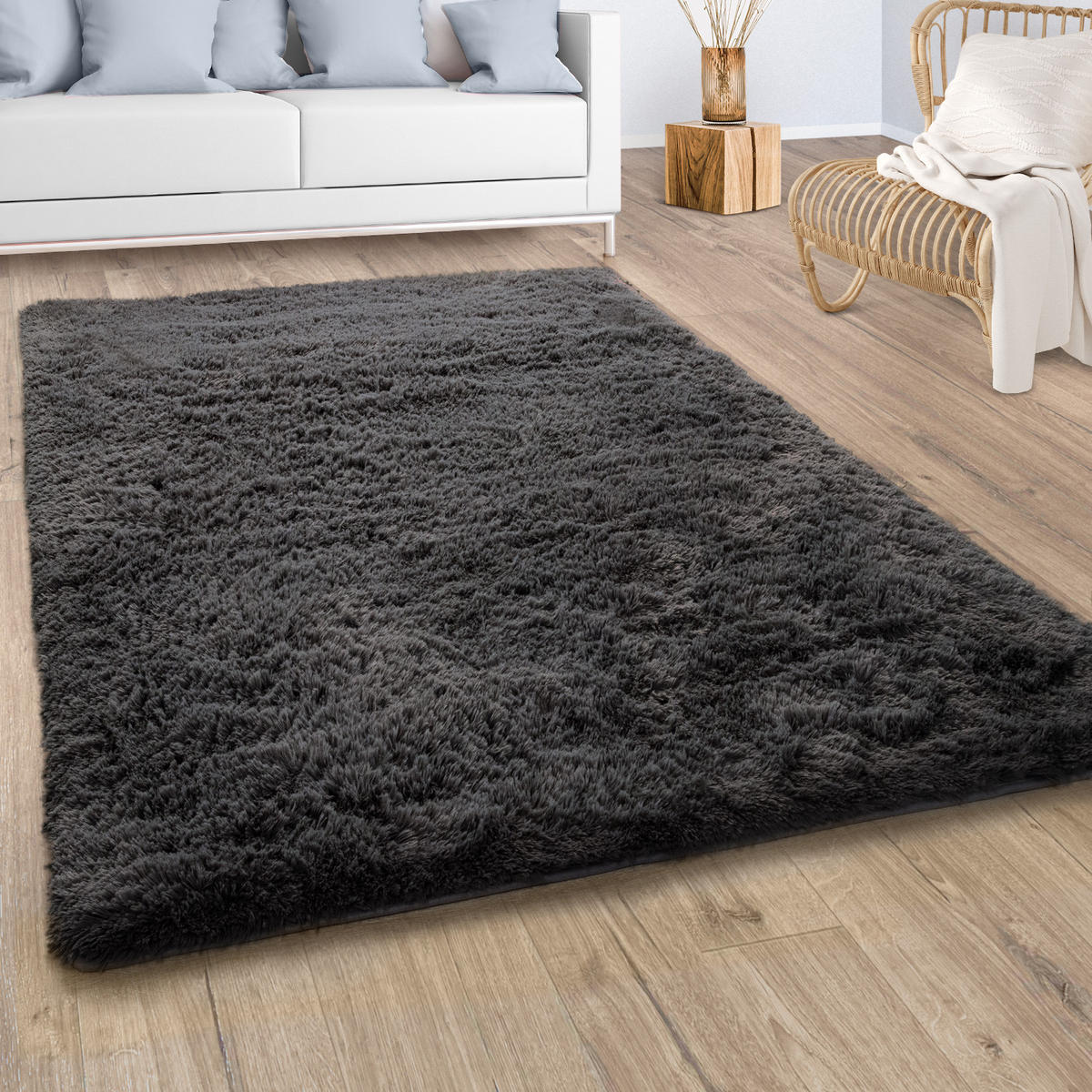 HOCHFLORTEPPICH 80/150 cm Silky 591 - Anthrazit, Textil (80/150cm) - Paco Home