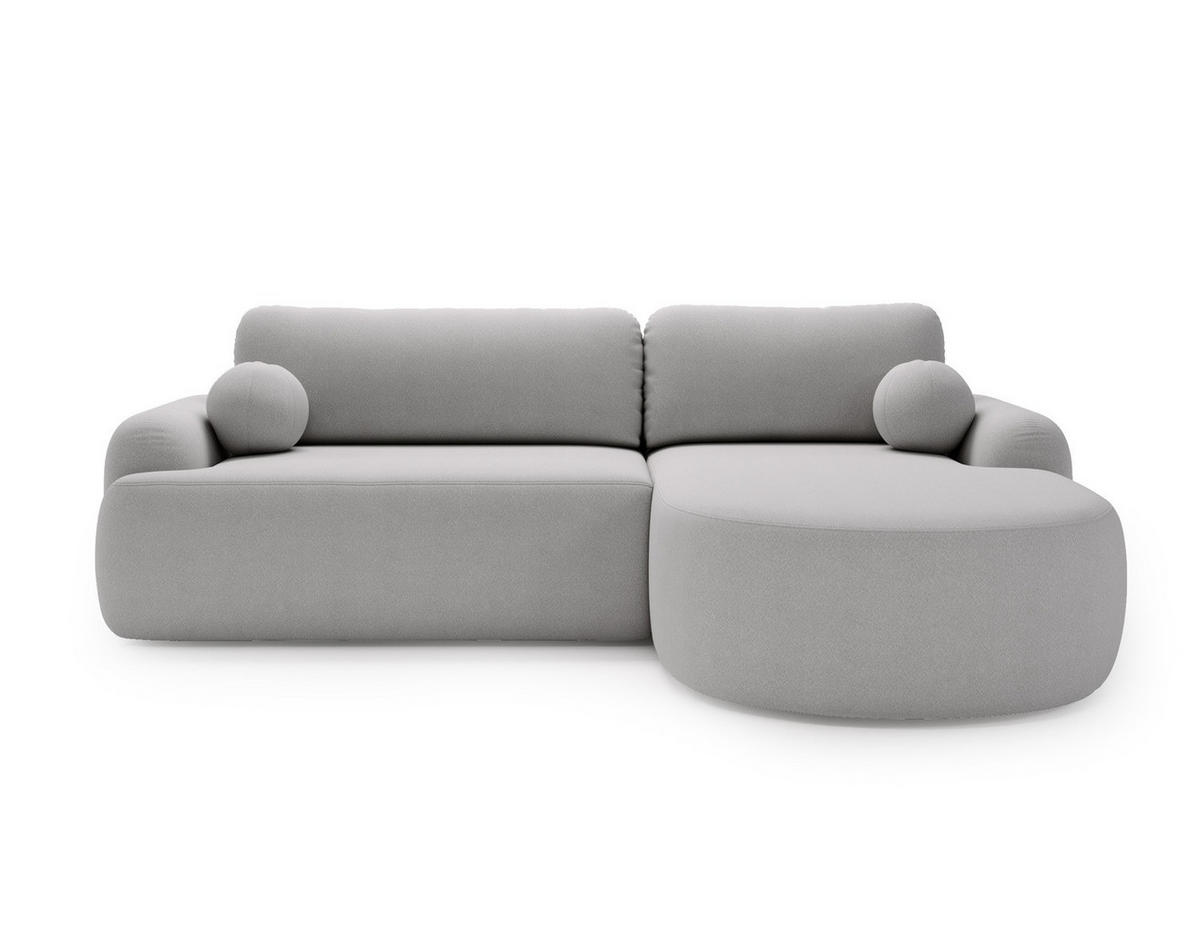 ECKSOFA DION HELLGRAU L - Rechts - Hellgrau, Textil (261/177cm) - Luxkor24