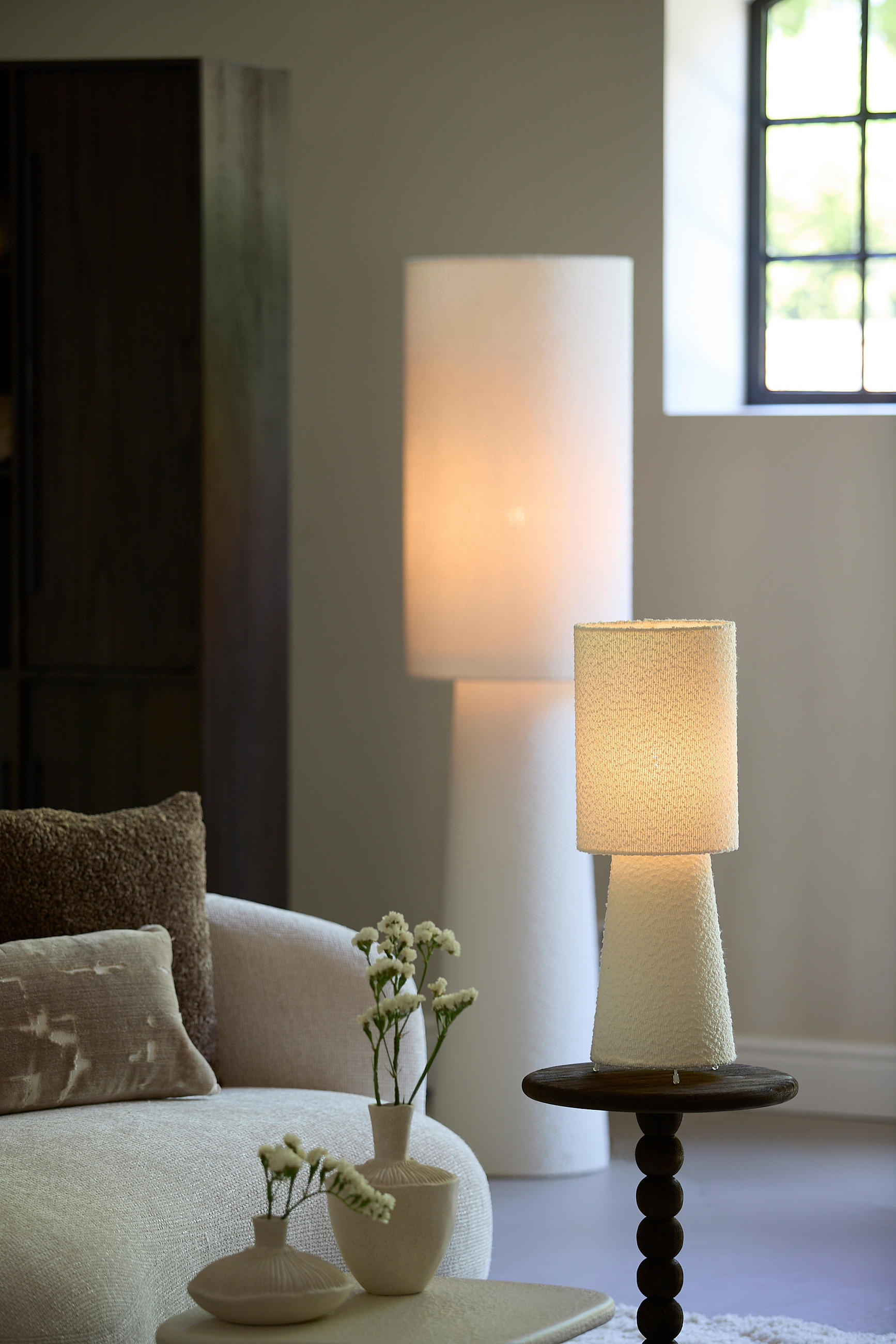 TISCHLAMPE Mikkel Weiß Ø20/58 cm - Weiß, Textil (20/20/57.5cm) - Light & Living