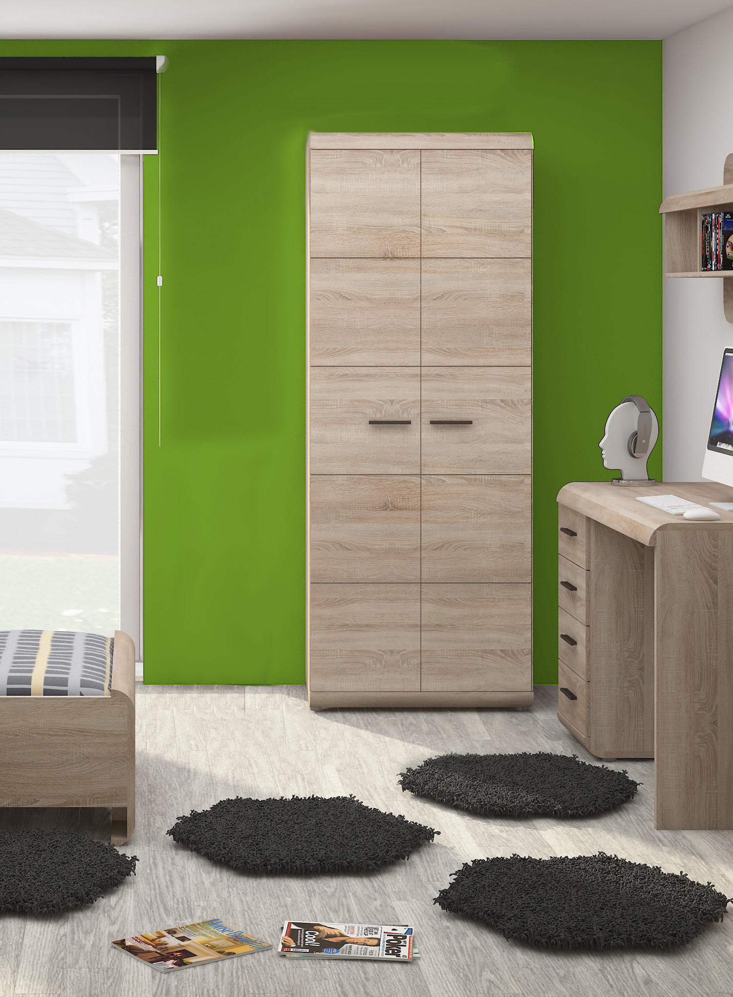 KLEIDERSCHRANK Link G Eiche Sonoma 80 / 54 / 194cm - Braun/Sonoma Eiche, Holz/Holzwerkstoff (80/194/54cm) - Feldmann-Wohnen