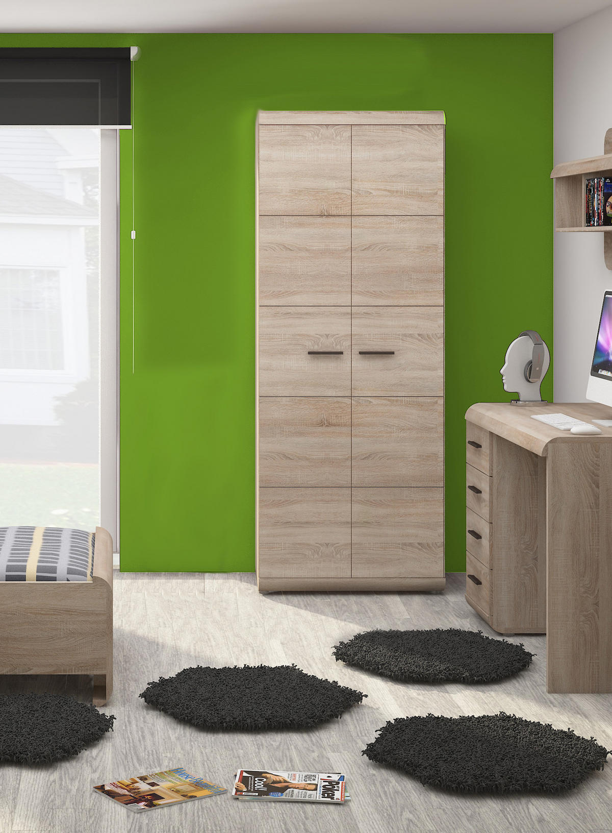 KLEIDERSCHRANK Link G Eiche Sonoma 80 / 54 / 194cm - Braun/Sonoma Eiche, Holz/Holzwerkstoff (80/194/54cm) - Feldmann-Wohnen