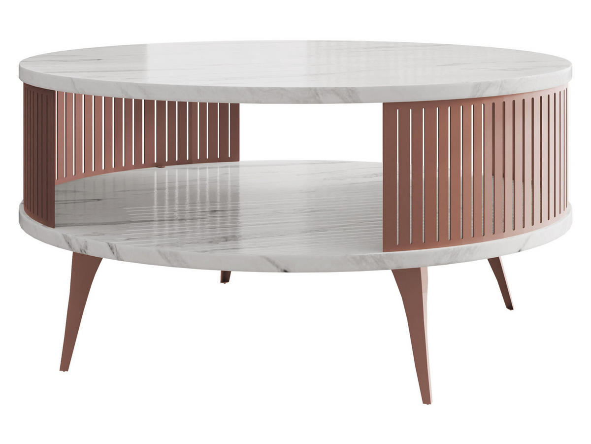 COUCHTISCH Roenni Ember - Bronzefarben/Weiß, Holzwerkstoff/Metall (75/75/44cm) - MIRJAN24