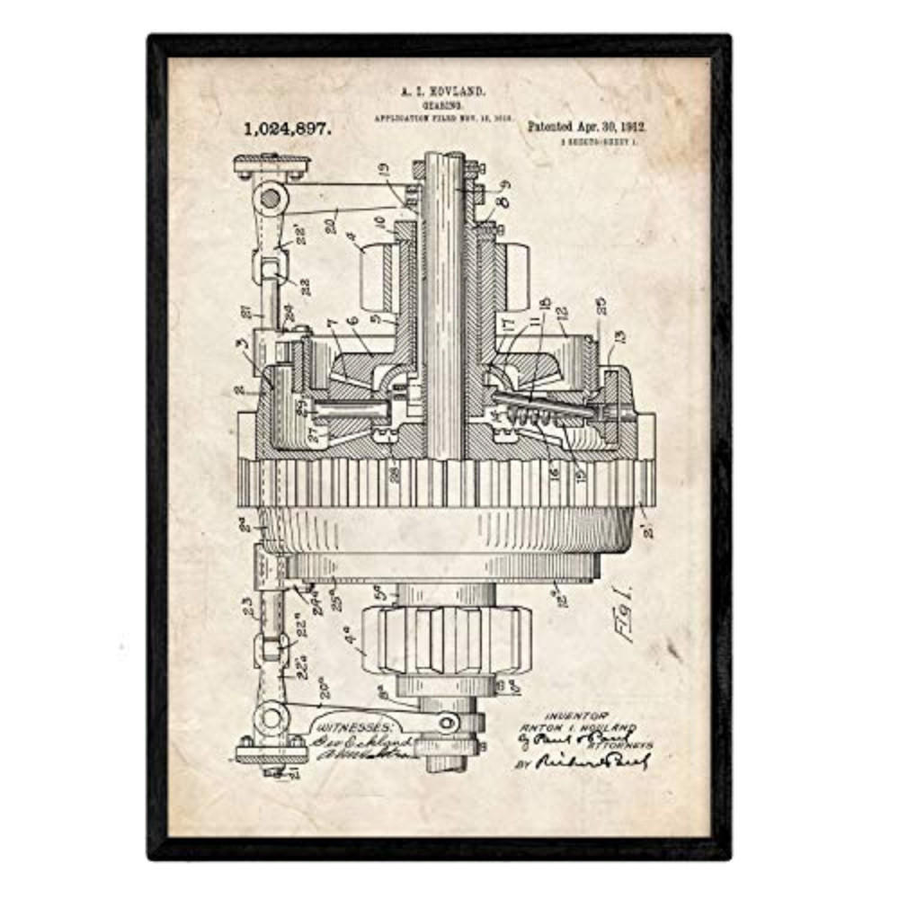 POSTER Getriebe Patent A3 Rahmenlos - Klar, Papier (29.7/5/42cm) - Nacnic