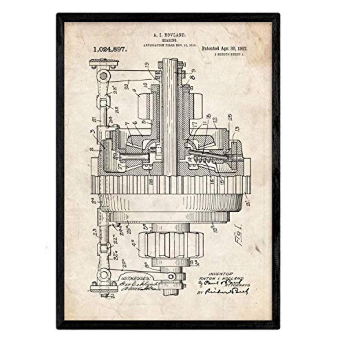 POSTER Getriebe Patent A3 Rahmenlos - Klar, Papier (29.7/5/42cm) - Nacnic