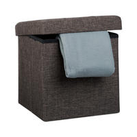 FALTBARER Sitzhocker - Braun, Holzwerkstoff/Textil (38/38/38cm) - Relaxdays