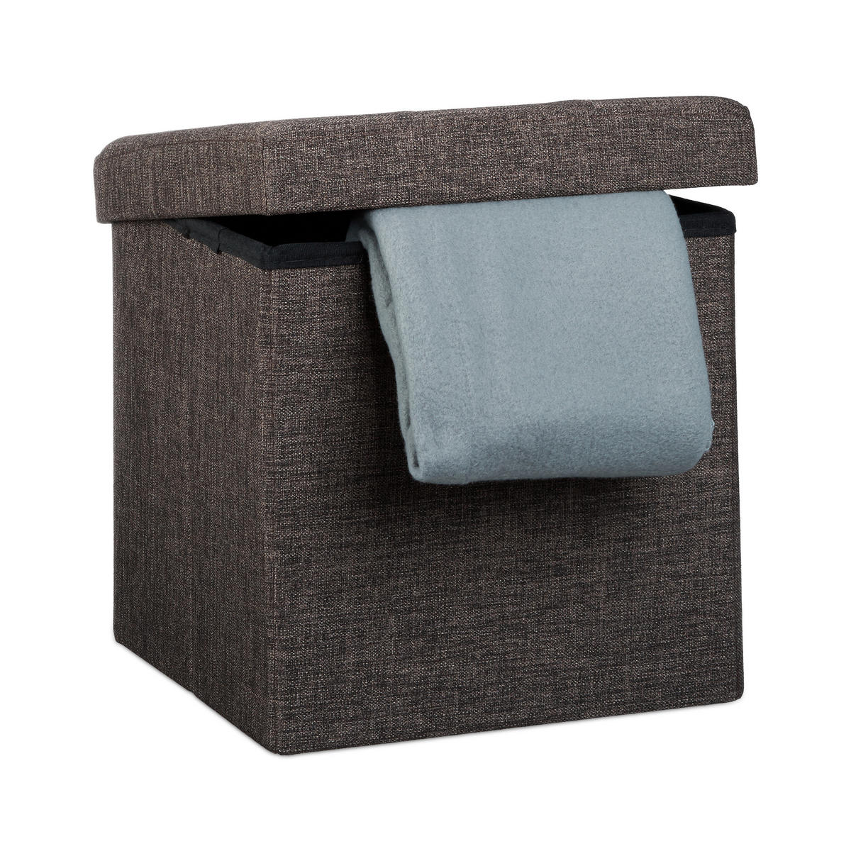 FALTBARER Sitzhocker - Braun, Holzwerkstoff/Textil (38/38/38cm) - Relaxdays