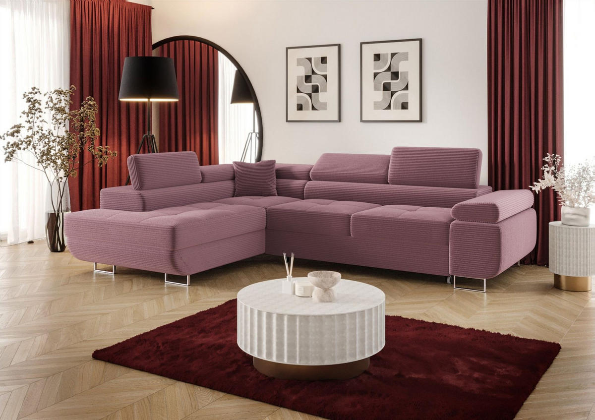 ECKSOFA Monaro Mit Schlaffunktion - Violett, Holzwerkstoff/Textil (275/202cm) - Fun Möbel