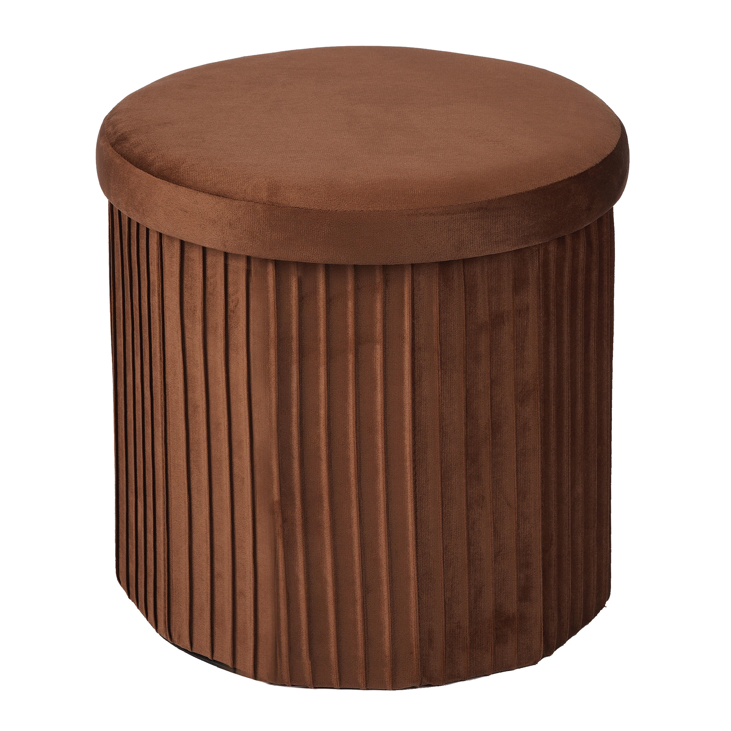 TABURET Mocha Mousse samet s úložným prostorem - hnědá, kompozitní dřevo/textil (38/38/38cm) - Relaxdays