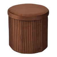 TABURET Mocha Mousse samet s úložným prostorem - hnědá, kompozitní dřevo/textil (38/38/38cm) - Relaxdays