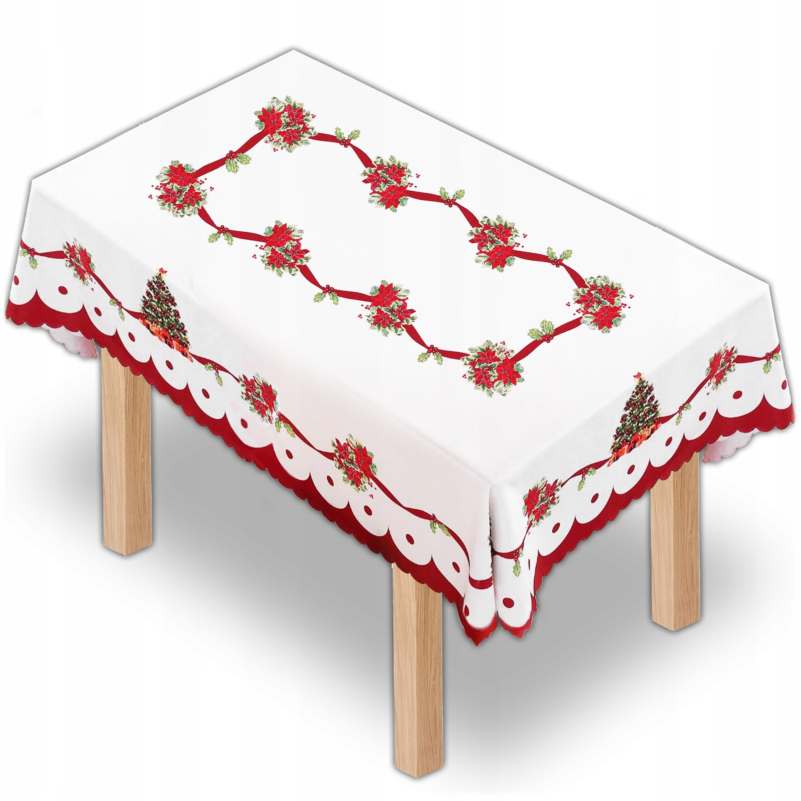 Krumad Tischdecke Weiß, Rot 140x140 cm