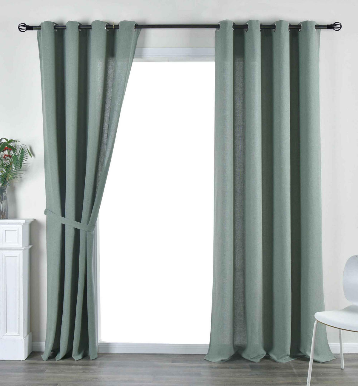 VORHANG 2ER SET »Essen« HxB 245x145 cm Grün - Grün, Textil (145/245cm) - Gardinenbox