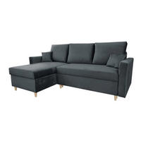 ECKSOFA MON, Dunkelgrau, Veloursstoff, Ottomane Universal - Dunkelgrau, Textil (222/142cm) - Sepro Meble