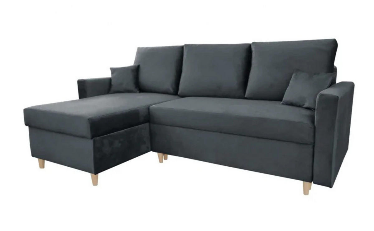 ECKSOFA MON, Dunkelgrau, Veloursstoff, Ottomane Universal - Dunkelgrau, Textil (222/142cm) - Sepro Meble