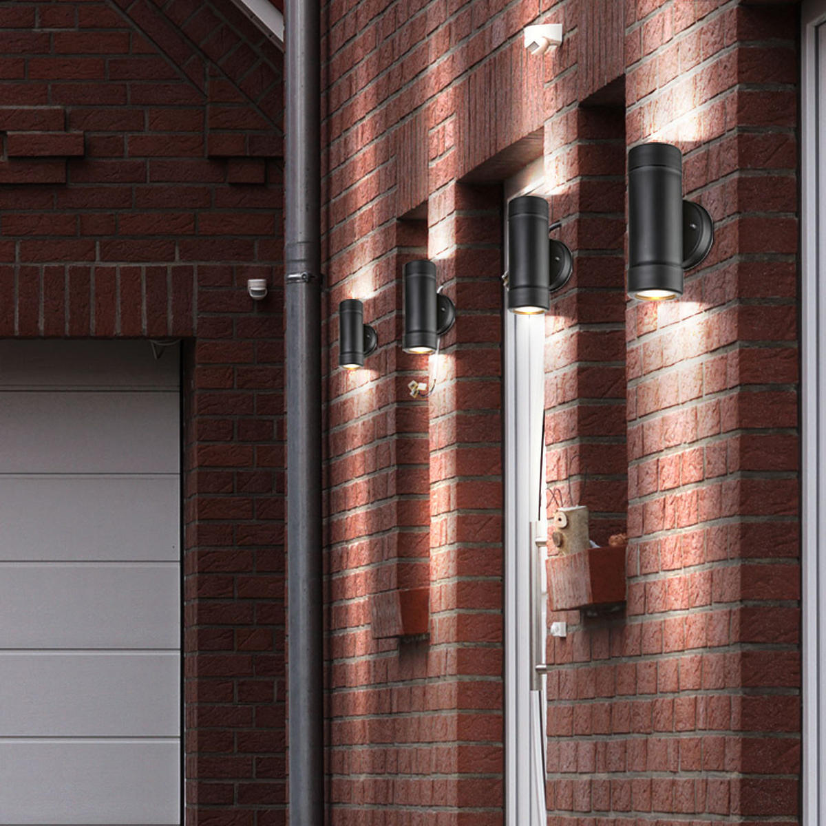 LED AUSSEN-WANDLEUCHTE COTOPA Schwarz 2er Set - Schwarz, Kunststoff (8.6/16/8.6cm)