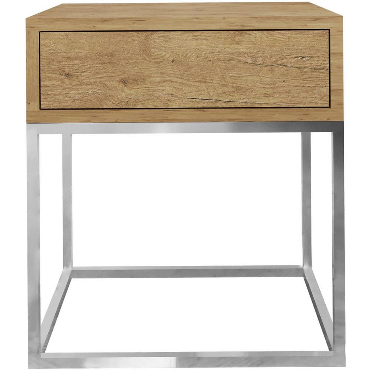 NACHTSCHRANK Kay 45/50/35 eiche Wotan - Chromfarben/Eiche Wotan, Holzwerkstoff/Metall (45/50/35cm) - Beautysofa