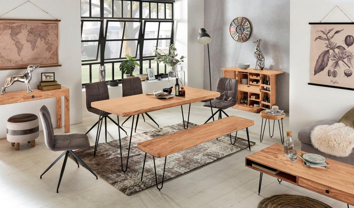 KONSOLENTISCH Akazienholz Schublade Landhausstil NAKO, Beige 120x40x70 cm - Beige, Holz/Metall (40/120/70cm) - KADIMA DESIGN