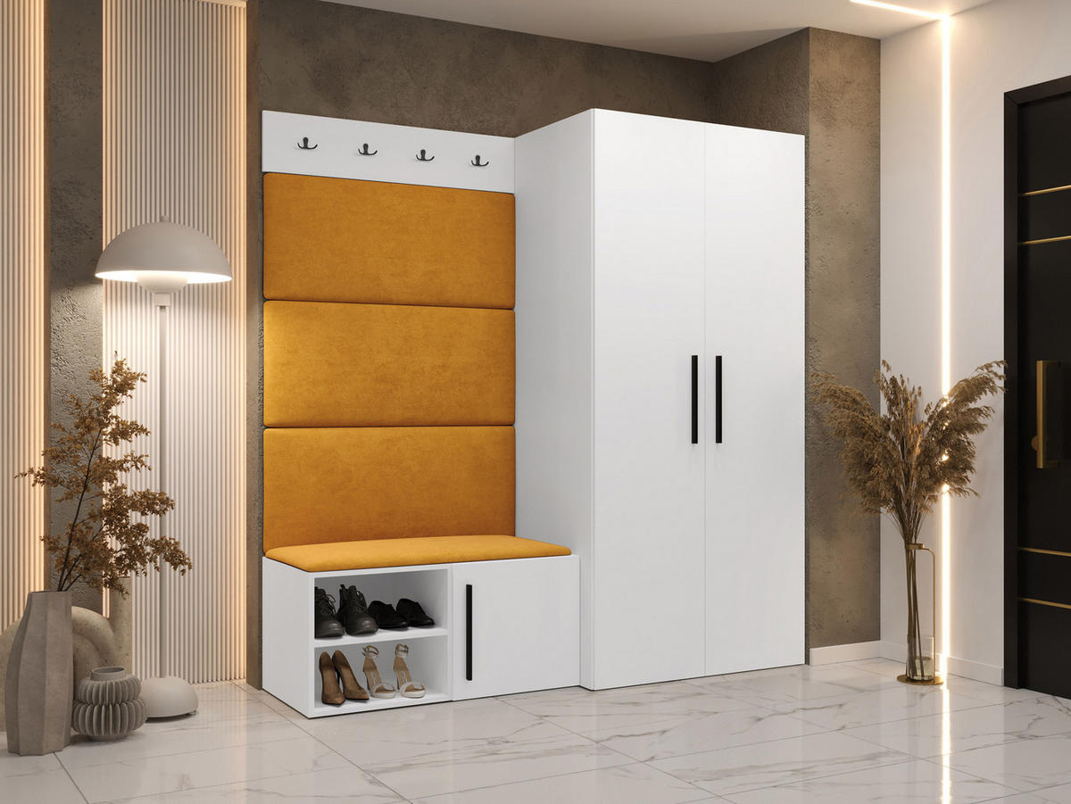 GARDEROBEN-SET Medi I - Schwarz/Orange, Holzwerkstoff/Kunststoff (80/191/50cm) - MIRJAN24