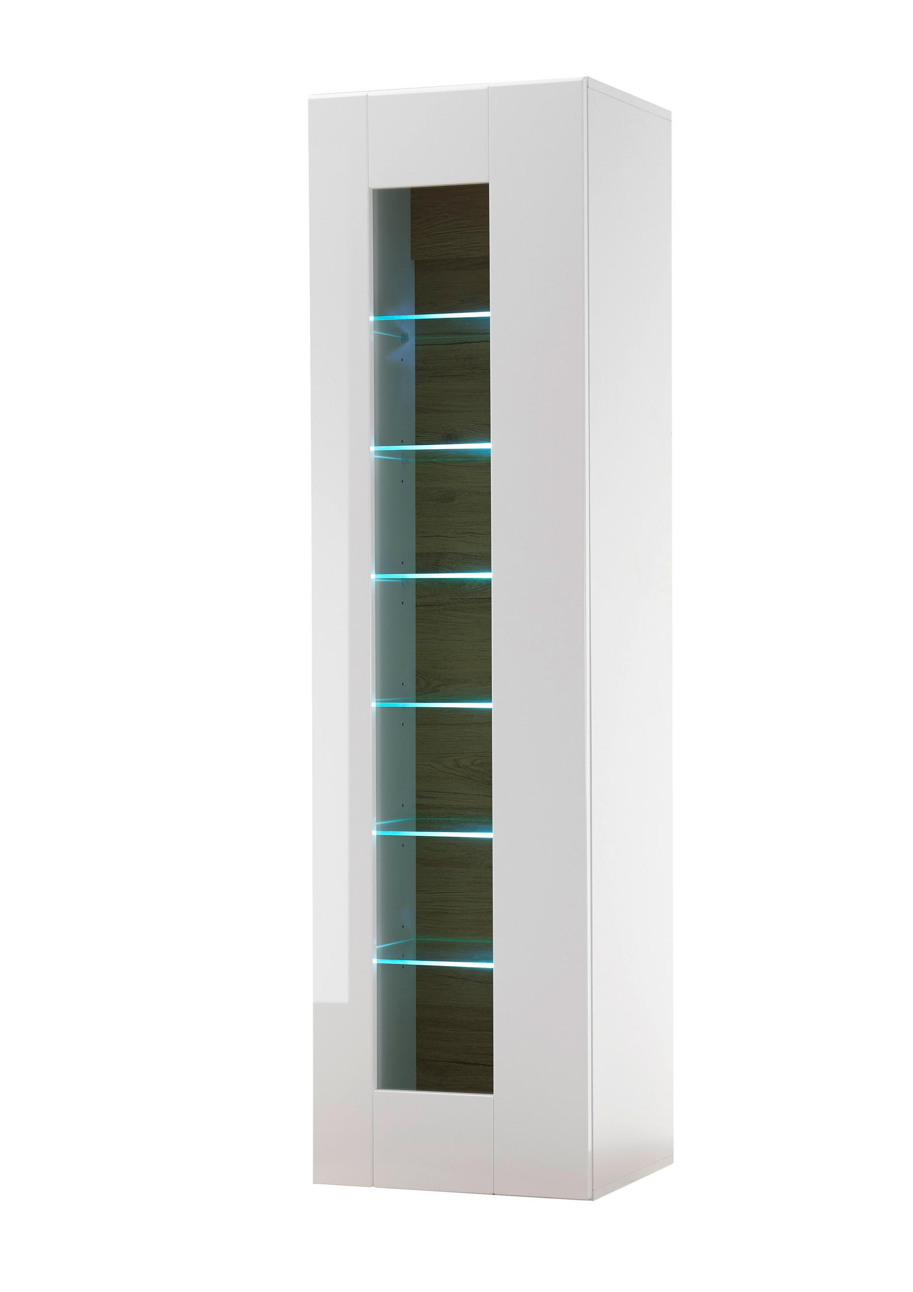Livojo Vitrine Weiß Hochglanz 45x166x38 cm