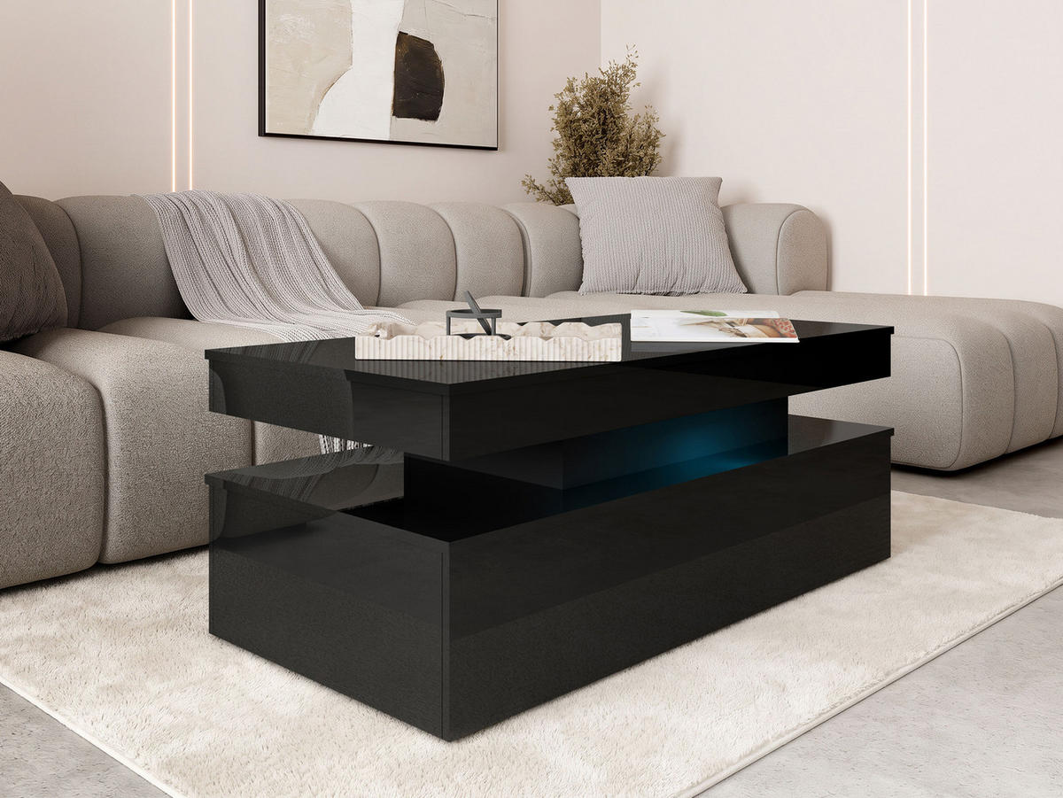 COUCHTISCH 120 Glossa 01 - Schwarz, Holzwerkstoff/Kunststoff (55/120/50cm) - MIRJAN24