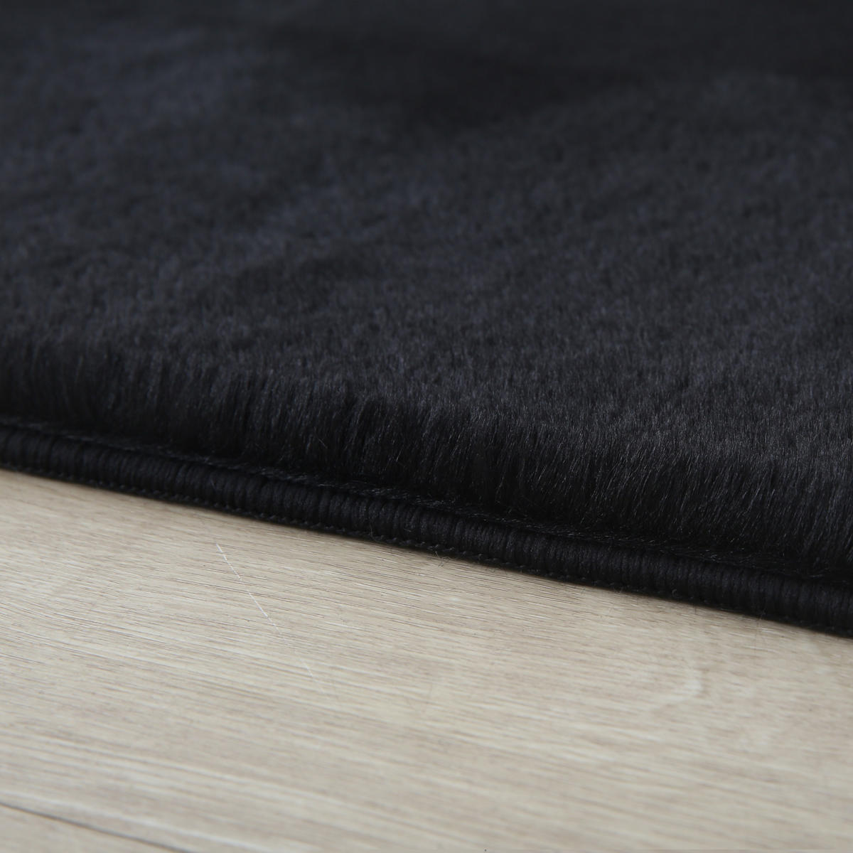 TEPPICH Wohnzimmer Einfarbig Pflegeleicht Waschbar OEKO-TEX Rund Schwarz 160x160 cm Flur – NECKAR - Schwarz, Textil (160/160cm) - KADIMA DESIGN
