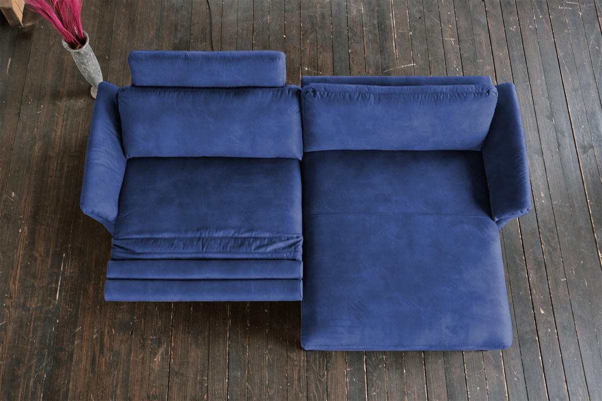 ECKSOFA MIT MOTORISCHER RELAXFUNKTION MALTA Blau Webstoff - Blau/Schwarz, Buchenholz/Textil (302/175cm) - KAWOLA