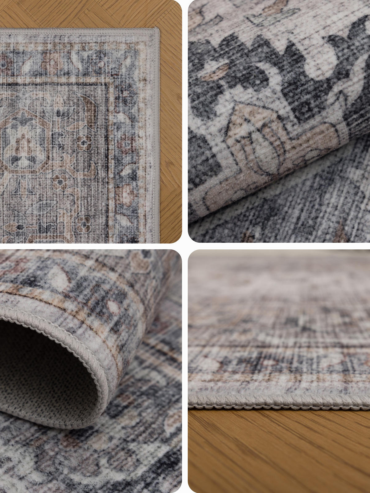 TEPPICH Kurzflor, waschbar, mit Medaillon, VERNANTE in Beige-Grau, 200 x 290 cm - Beige, Textil (200/290cm) - KADIMA DESIGN