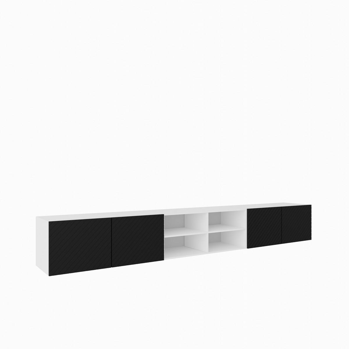 LOWBOARD CAVA 300/41/40 cm, Hängender TV-Schrank Weiß / Schwarz - Schwarz/Weiß, Holzwerkstoff (300/41/40cm) - MASSENO