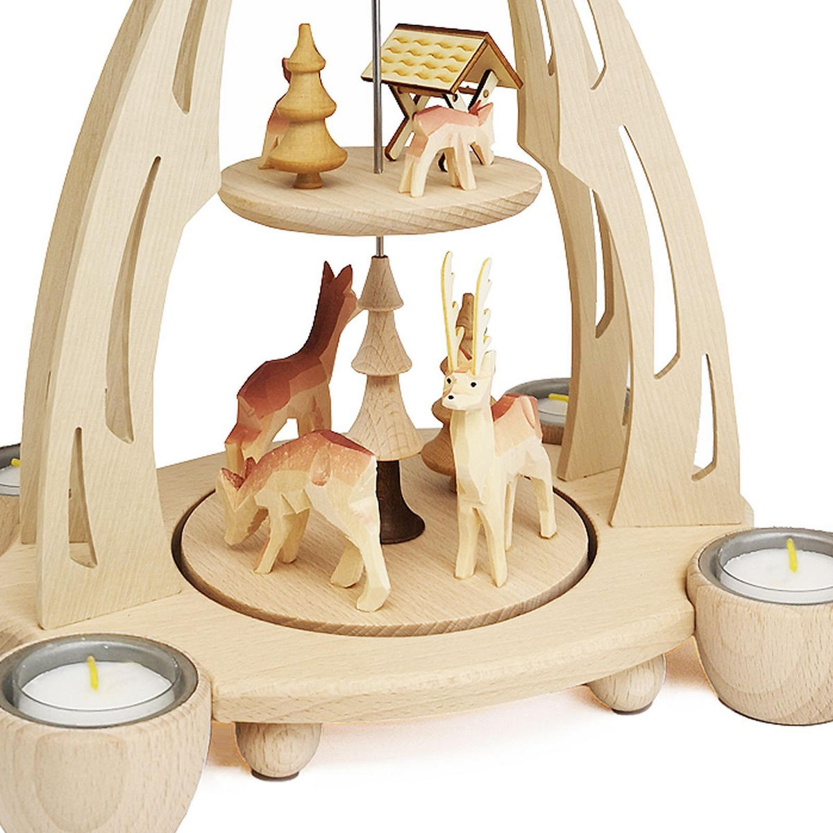 PYRAMIDE Rehe 20/24/35 cm - Multicolor, Holz (0.1/35/0.1cm) - Dekoteam24