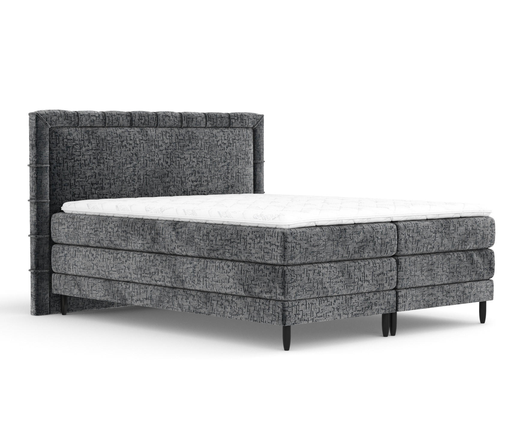 BOXSPRINGBETT Rimini Anthrazit 140/200 cm mit Matratze und Topper - Anthrazit/Schwarz, Holz/Holzwerkstoff (140/200cm) - Maison de Reve